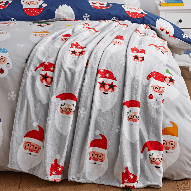 Catherine Lansfield Christmas Santa Spec - Tacular Fleece Throw 130 x 170cm - THROWS/BLANKETS - Beattys of Loughrea