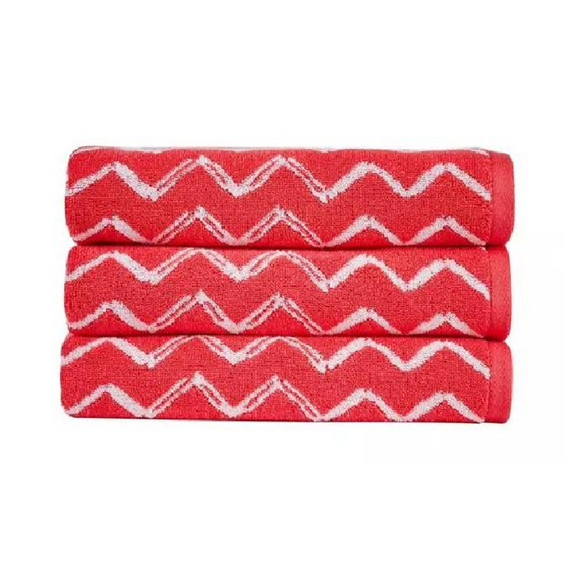 Christy Zig Zag Hand Towel Coral 50 x 90cm - TOWELS FACECLOTHS - Beattys of Loughrea