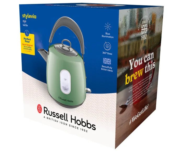 Russell Hobbs Stylevia Sage Green 1.5L Kettle - 28134 - KETTLES - Beattys of Loughrea