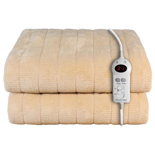 Russell Hobbs Heated Electric Throw Sherpa Microfleece (180 x 130cm) - Beige | RHHT1004BG - ELEC BLANKET UNDER - Beattys of Loughrea