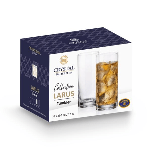 Crystal Bohemia Larus High Tumbler Glass 350ml Set of 6 - DRINKING GLASSES - Beattys of Loughrea