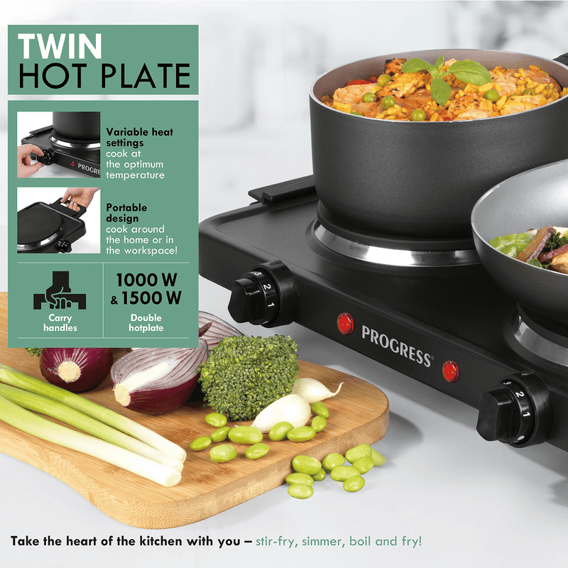 Progress Twin Hot Plate - ELEC SKILLET/WOK/COOKPAN - Beattys of Loughrea