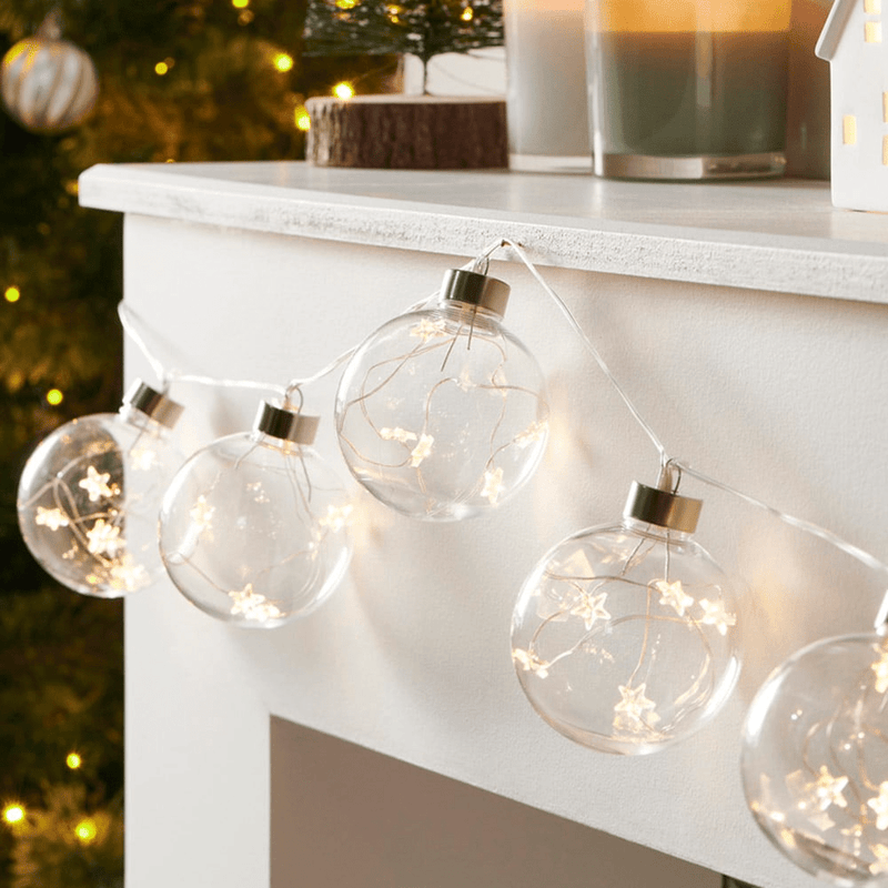 Battery Operated Encapsulated Stars 6 Bulb String Light - XMAS LIGHTS LED - Beattys of Loughrea