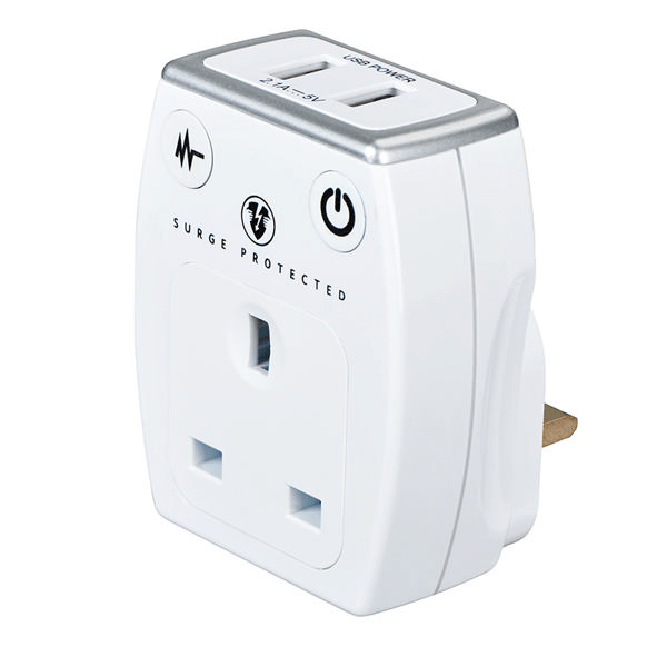 Masterplug 3.1A Surge Protected USB Mains Charger - White - USB PC ACCESSORIES - Beattys of Loughrea