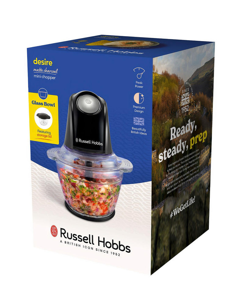 Russell Hobbs Desire Matte Charcoal Mini Chopper | 27131 - HAND BLENDERS CHOPPERS - Beattys of Loughrea