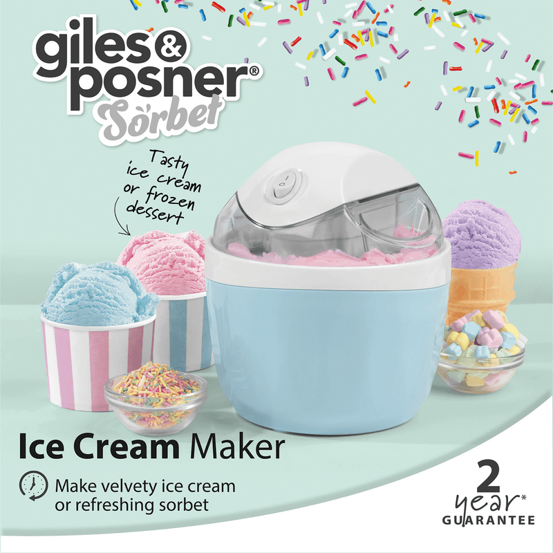 Giles & Posner Blue Sorbet Pastel Electric Ice Cream Maker - SMOOTHIE ICECREAM YOG POPCORN CHOC - Beattys of Loughrea