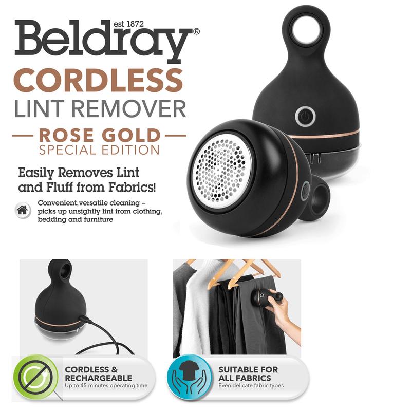 Beldray Cordless Lint Remover - Rose Gold - CLEANING BRUSH SML - NAIL/SHOE/BOTTLE - Beattys of Loughrea