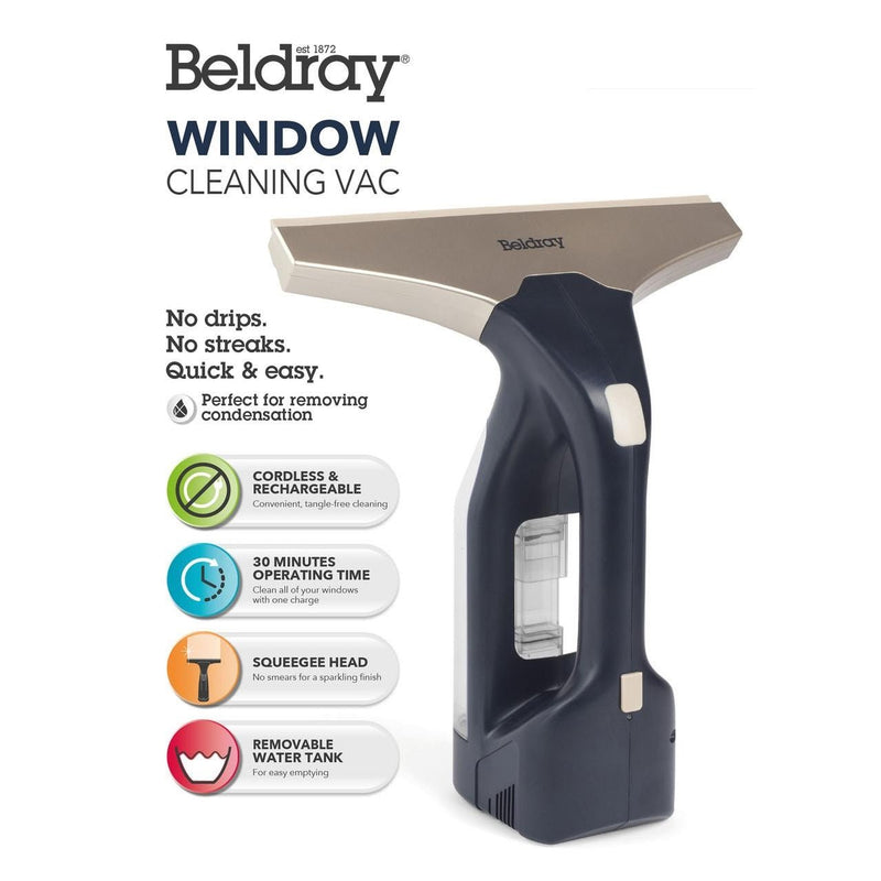 Beldray Cordless Window Cleaning Vacuum XL – Navy - STEAM CLEANER - Beattys of Loughrea