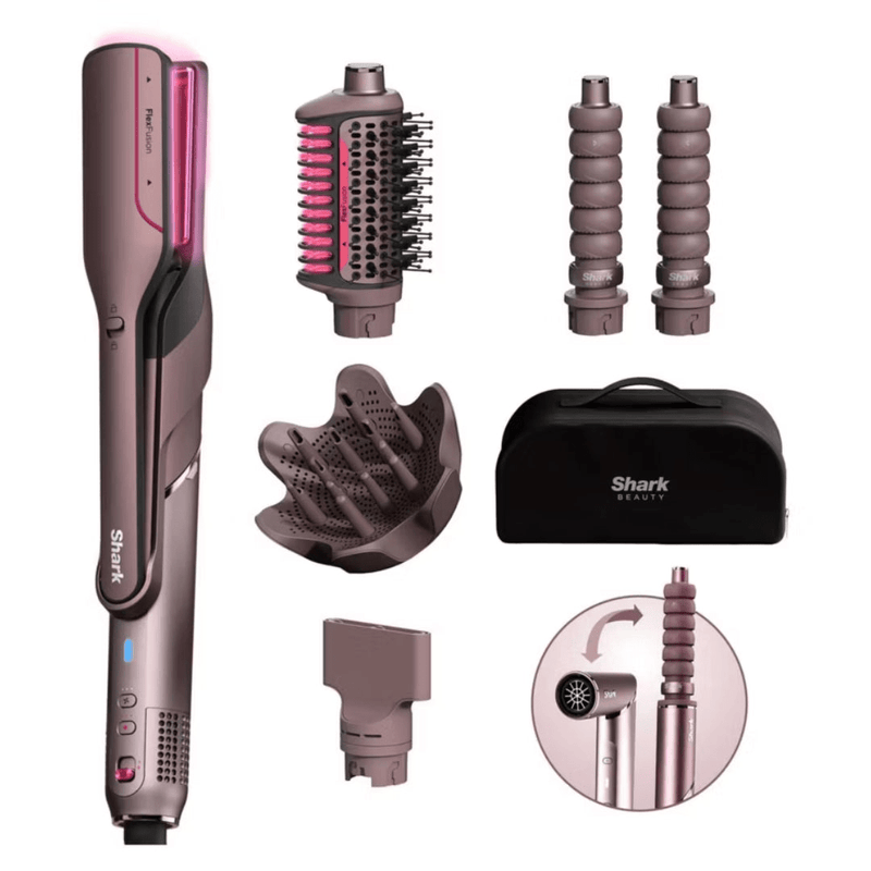 Shark FlexFusion 5 in 1 Hair Styling Set - Cosmic Blush - HD652SUK - CURLERS/CRIMPERS/STRAIGHTENERS - Beattys of Loughrea