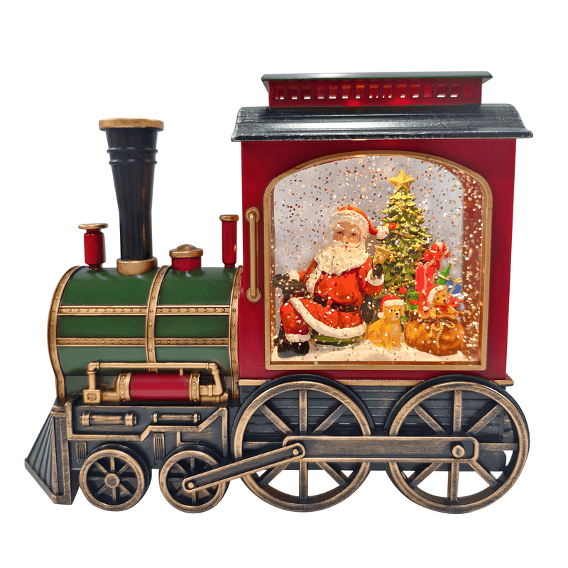 LED Santa Train Glitter Water Spinner 25cm - XMAS ROOM DECORATION LARGE AND LIGHT UP - Beattys of Loughrea