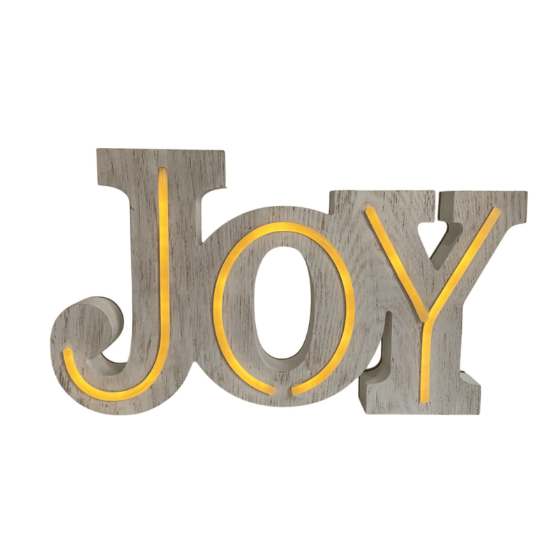 LED Joy Sign 30 x 17cm - XMAS ROOM DECORATION LARGE AND LIGHT UP - Beattys of Loughrea