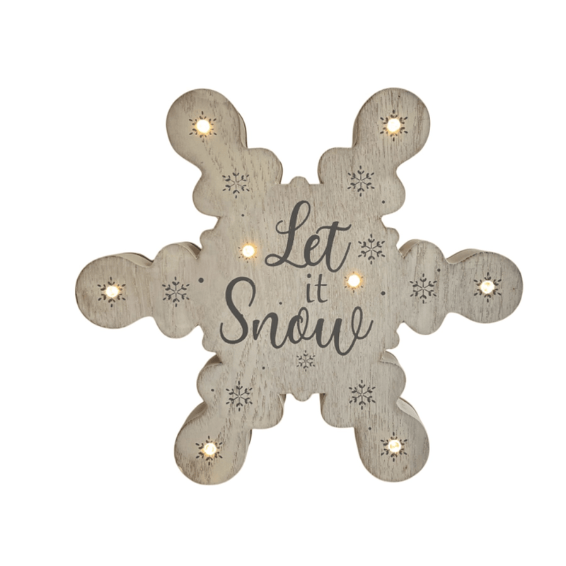 LED 'Let it Snow' Snowflake 20 x 17cm - XMAS ROOM DECORATION LARGE AND LIGHT UP - Beattys of Loughrea