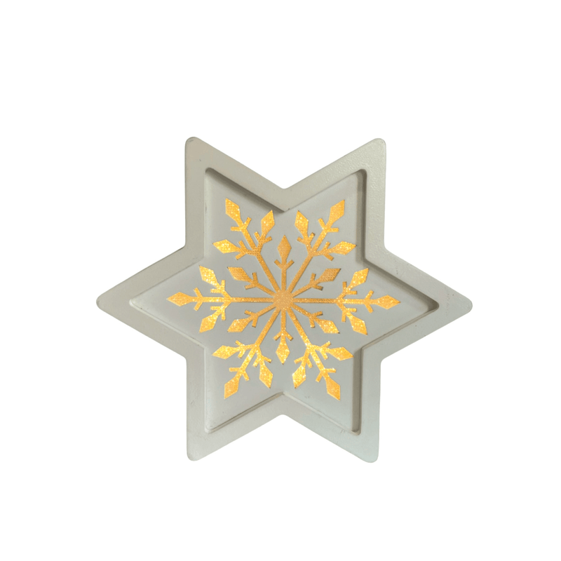 LED Snowflake Star 17 x 15cm - XMAS ROOM DECORATION LARGE AND LIGHT UP - Beattys of Loughrea