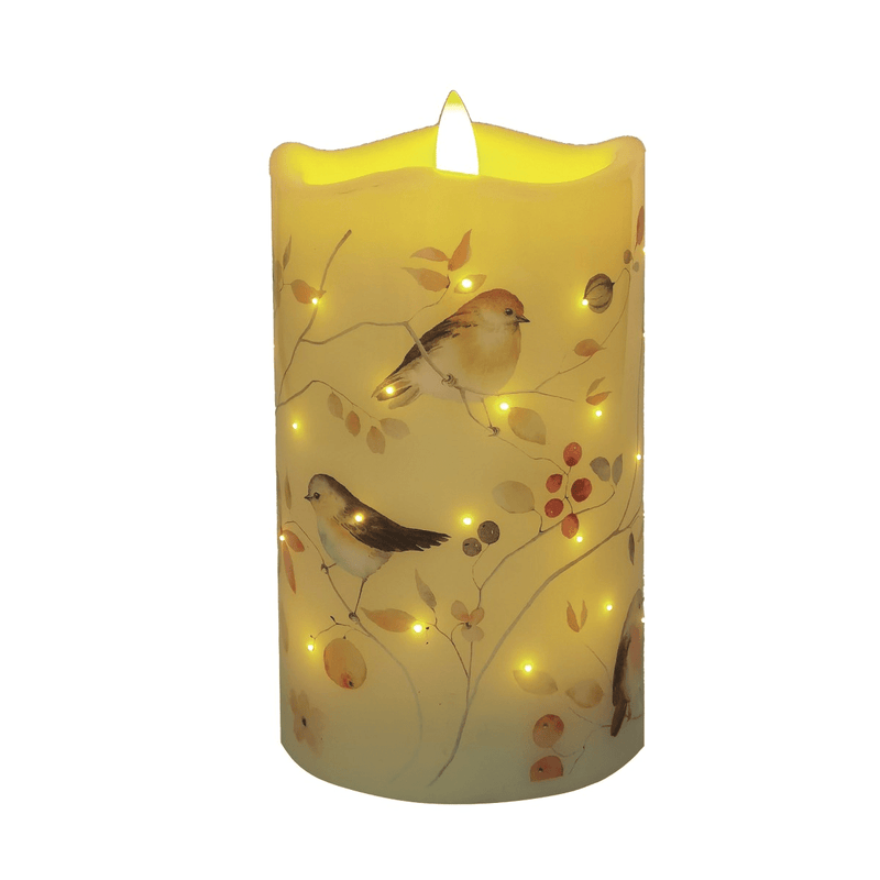 LED Christmas Robins Candle 7.5cm x 12.5cm - XMAS ROOM DECORATION LARGE AND LIGHT UP - Beattys of Loughrea