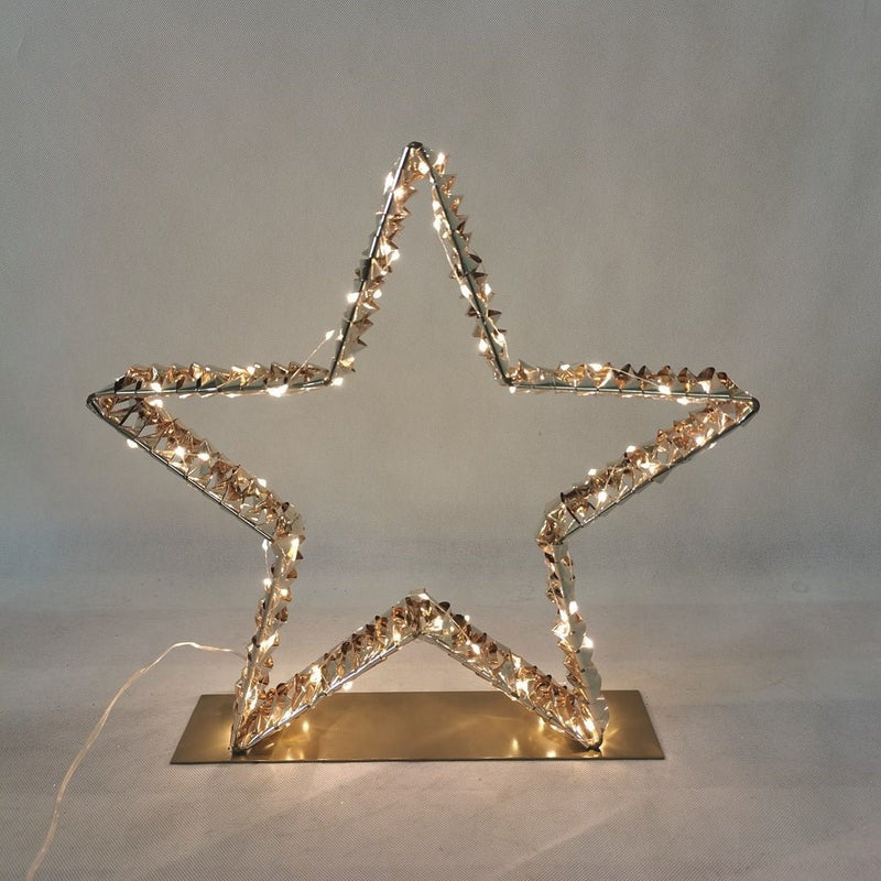 LED Gold Christmas Star 38cm with 100 LED's - XMAS ROOM DECORATION LARGE AND LIGHT UP - Beattys of Loughrea