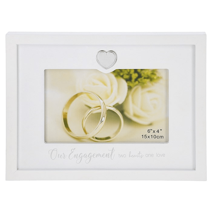 Silver Heart Frame Engagement 6x4 - PHOTO FRAMES - PLATED, GILT, STONE - Beattys of Loughrea