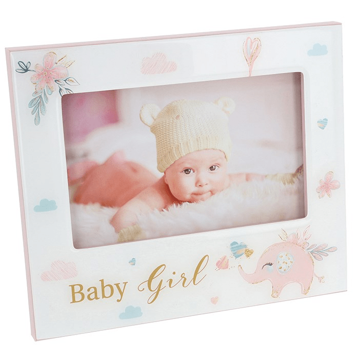 Elephant Baby Girl Photo Frame 4x6 - PHOTO FRAMES - PLATED, GILT, STONE - Beattys of Loughrea