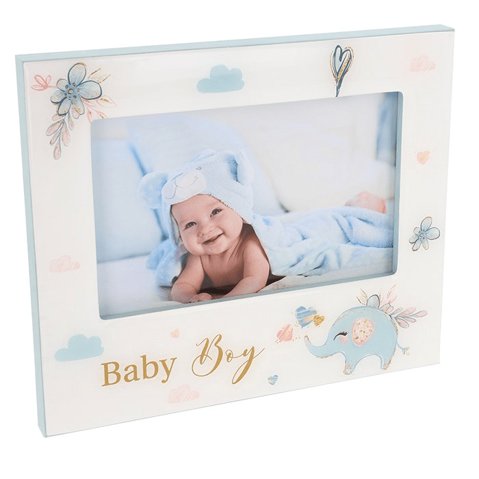 Elephant Baby Boy Photo Frame 4x6 - PHOTO FRAMES - PLATED, GILT, STONE - Beattys of Loughrea