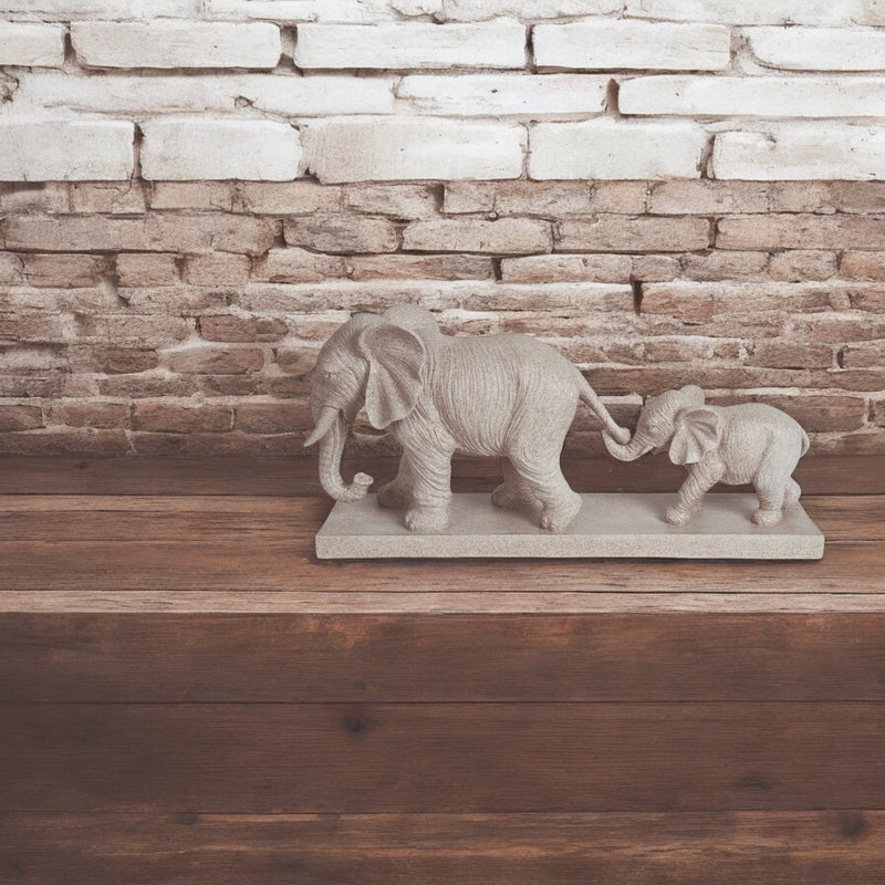 Stone Elephant Family Ornament 48 x 21cm - ORNAMENTS - Beattys of Loughrea