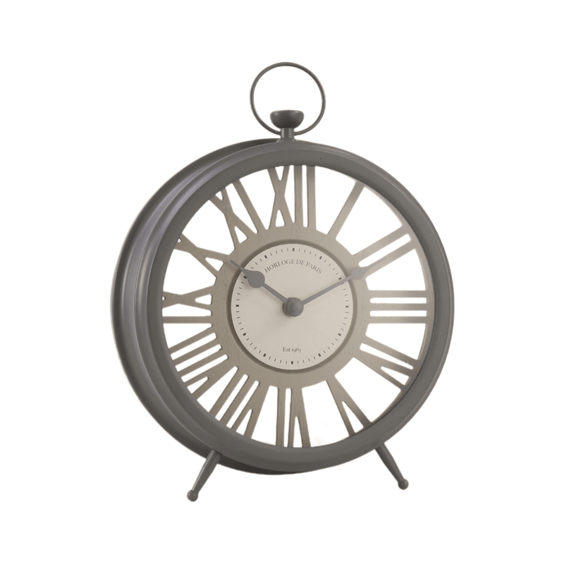 Grey Metal Clock 30cm - CLOCKS - Beattys of Loughrea