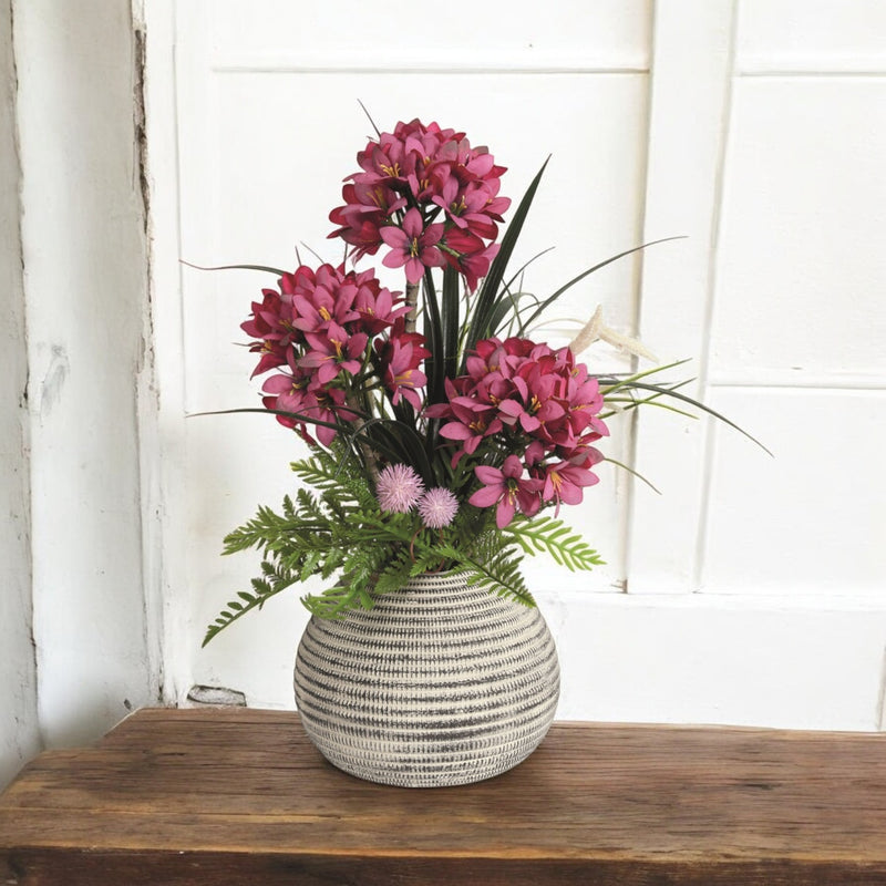 Artificial Pink Flower Arrangement in Textured Pot 49cm - FLOWERPOT/VASE/JUG 1 - Beattys of Loughrea