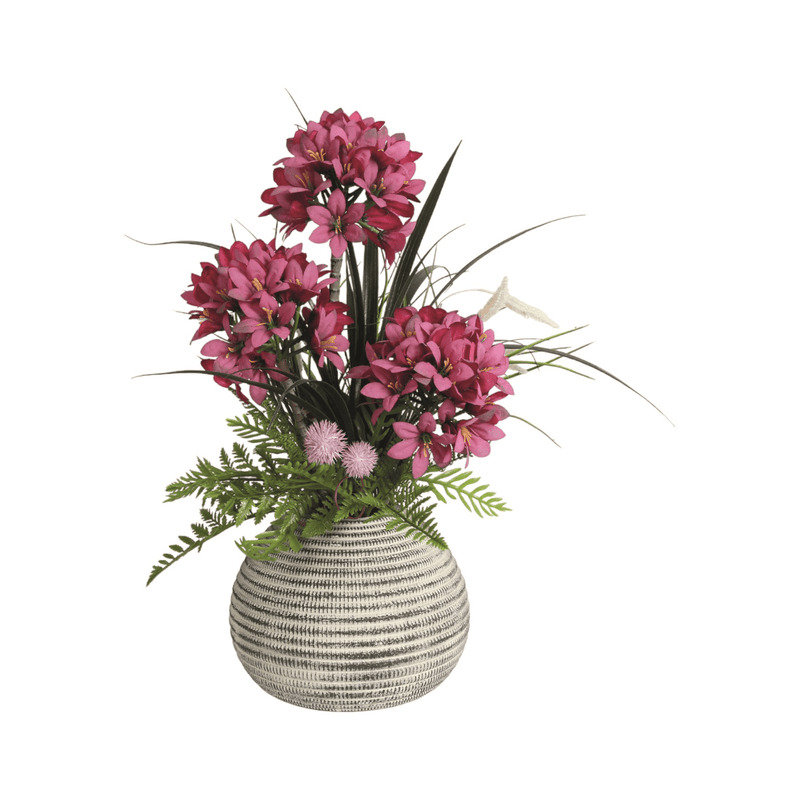 Artificial Pink Flower Arrangement in Textured Pot 49cm - FLOWERPOT/VASE/JUG 1 - Beattys of Loughrea