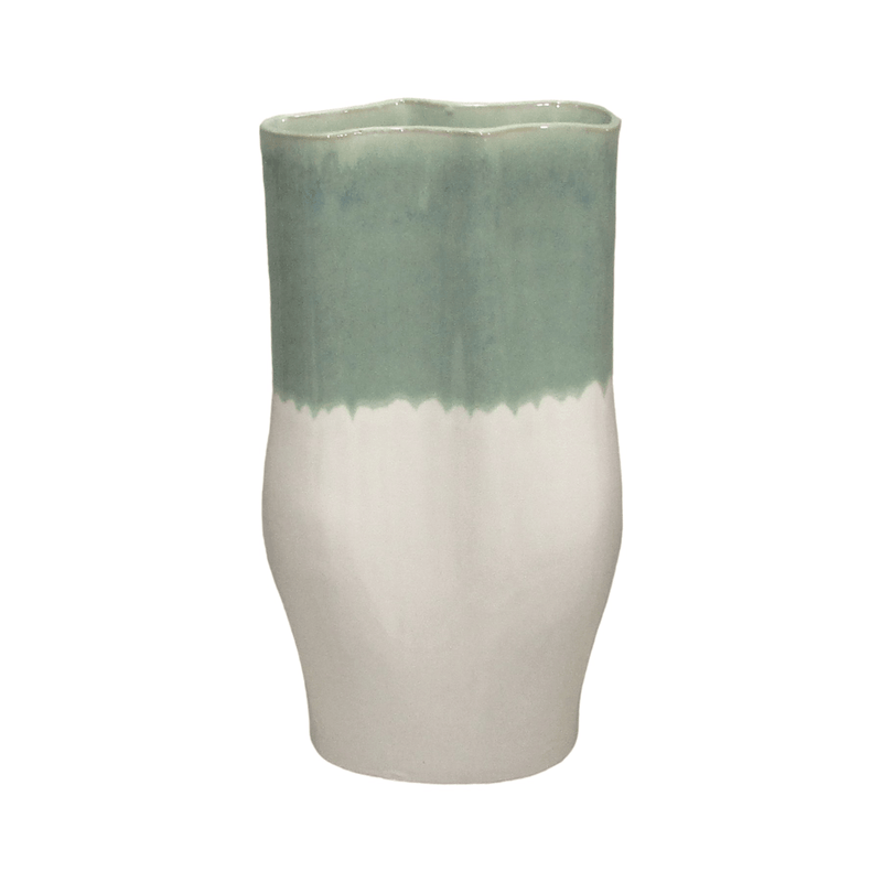 Sage Green and White Free Form Vase 36cm - FLOWERPOT/VASE/JUG 1 - Beattys of Loughrea