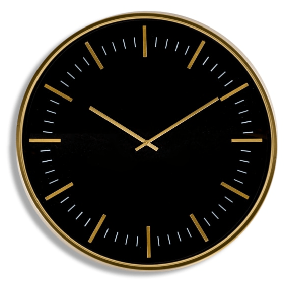 Large Black & Gold Classic Wall Clock - CLOCKS - Beattys of Loughrea