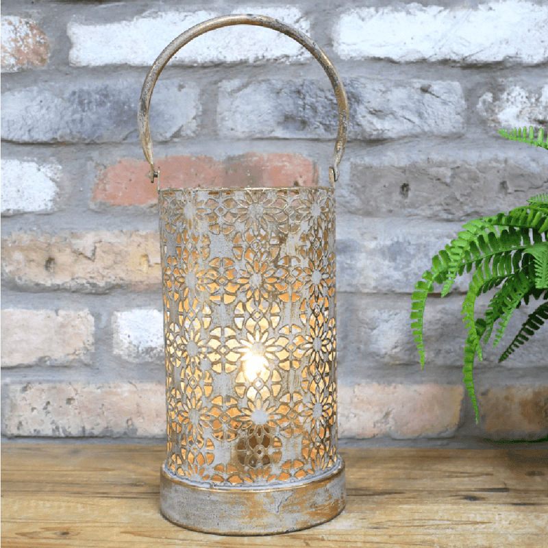 Battery Operated Cut - out Lantern 39cm - CANDLE HOLDERS / Lanterns - Beattys of Loughrea