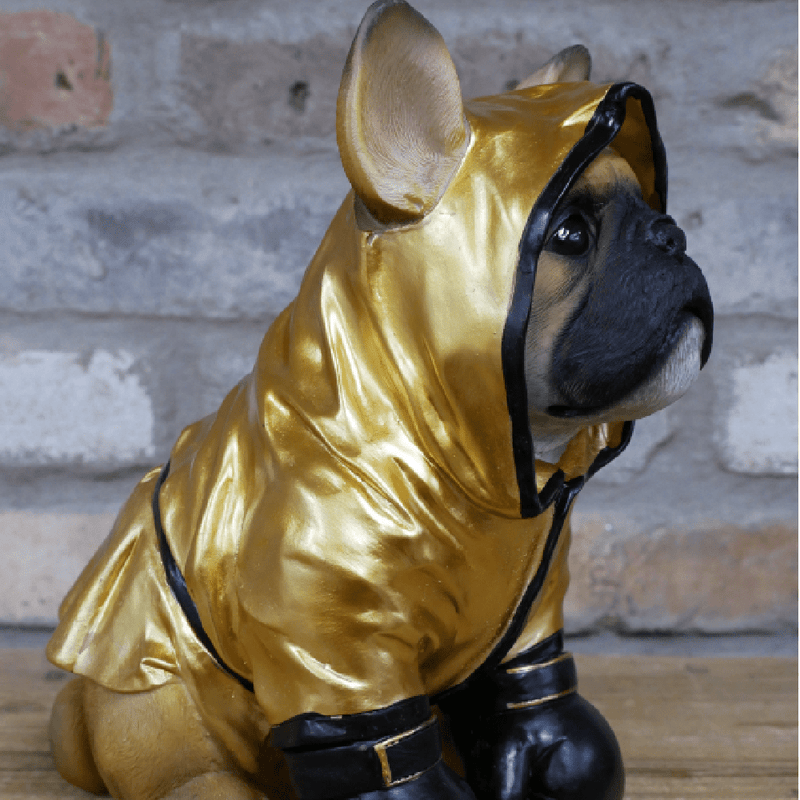 Boxing Boxer Dog Ornament Gold 26cm - ORNAMENTS - Beattys of Loughrea