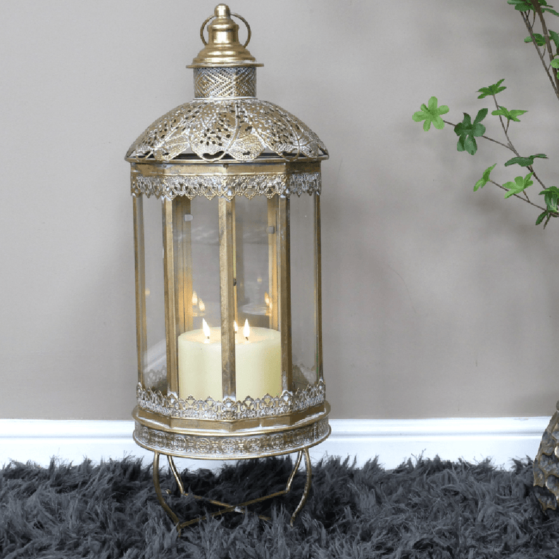 Decorative Metal Tall Lantern 75cm - CANDLE HOLDERS / Lanterns - Beattys of Loughrea