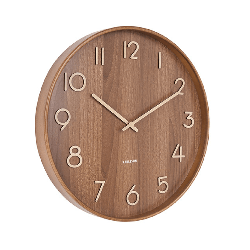 Wall Clock Pure Medium Dark Basswood - CLOCKS - Beattys of Loughrea