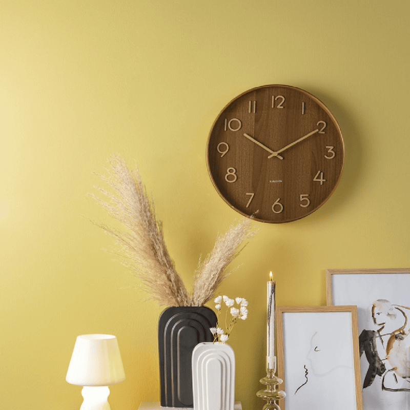 Wall Clock Pure Medium Dark Basswood - CLOCKS - Beattys of Loughrea