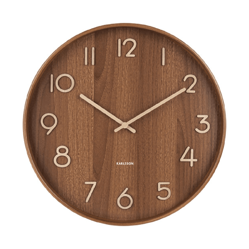 Wall Clock Pure Medium Dark Basswood - CLOCKS - Beattys of Loughrea