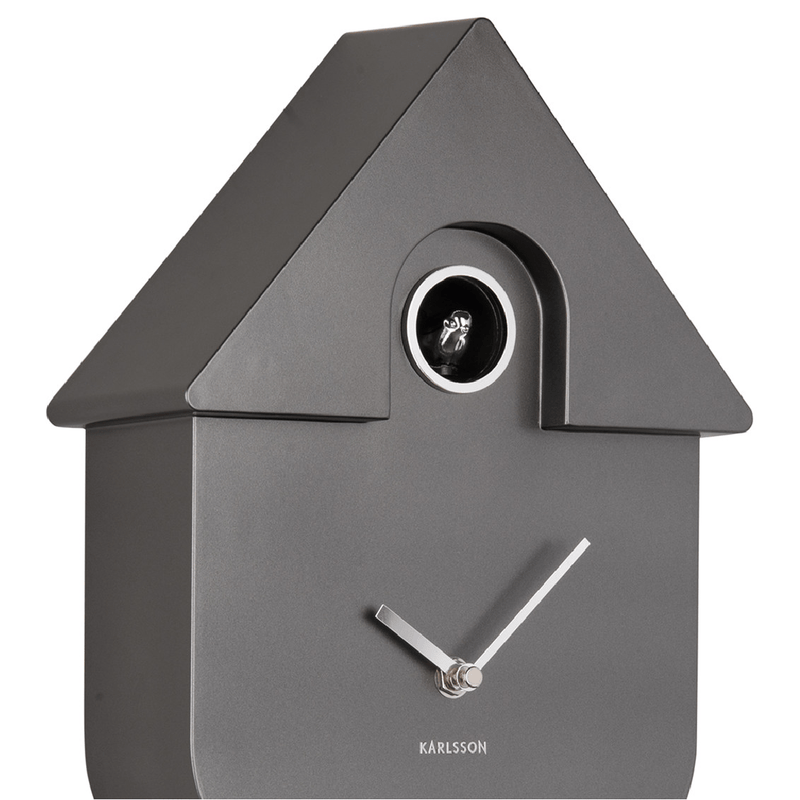 Wall Clock Modern Cuckoo Metallic Dark Grey - CLOCKS - Beattys of Loughrea