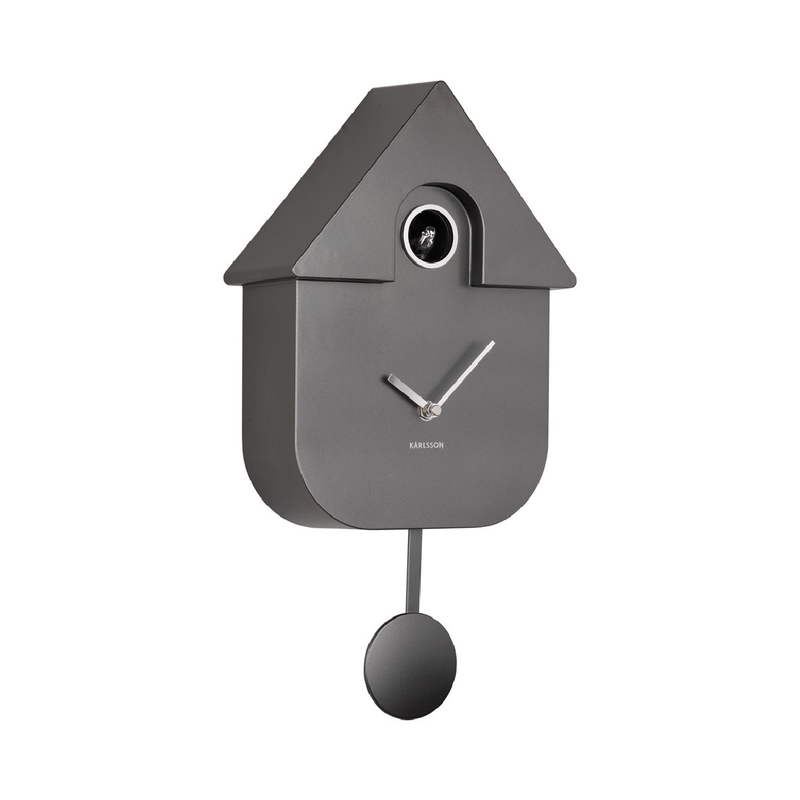 Wall Clock Modern Cuckoo Metallic Dark Grey - CLOCKS - Beattys of Loughrea