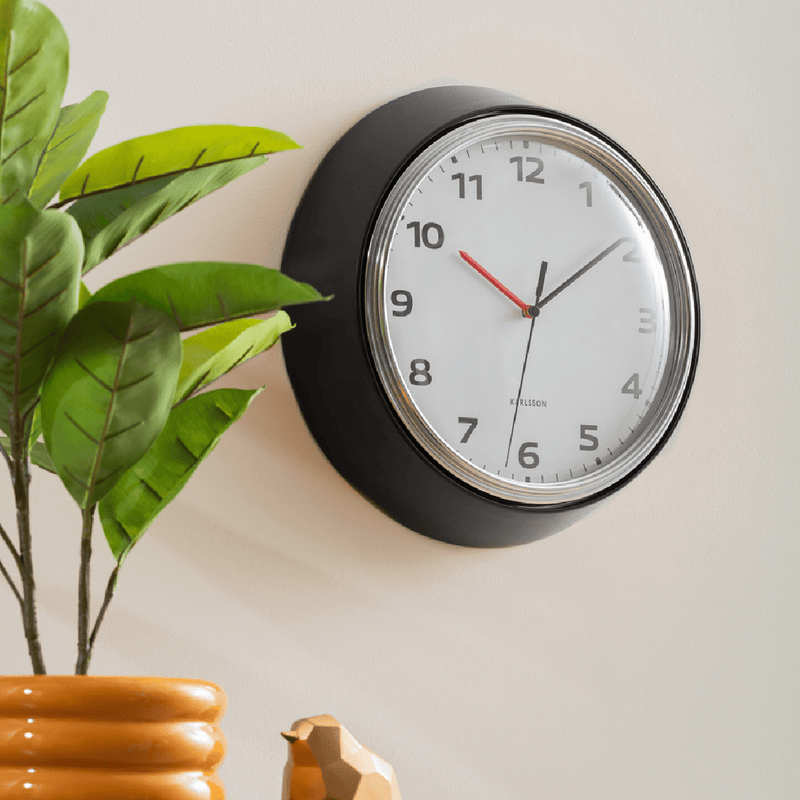 Wall Clock Modern Retro Black - CLOCKS - Beattys of Loughrea