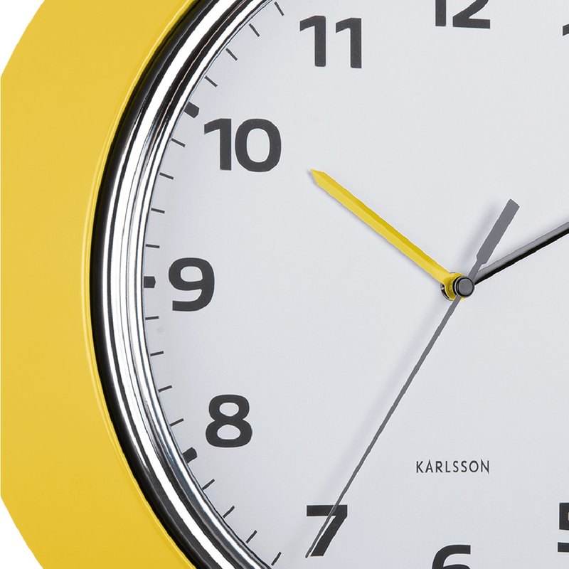 Wall Clock Modern Bright Yellow - CLOCKS - Beattys of Loughrea