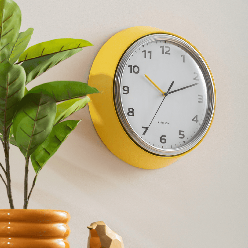 Wall Clock Modern Bright Yellow - CLOCKS - Beattys of Loughrea