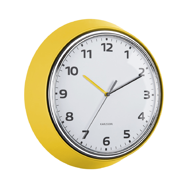 Wall Clock Modern Bright Yellow - CLOCKS - Beattys of Loughrea