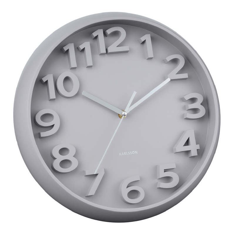 Wall Clock Elevated Classic Numbers Warm Grey - CLOCKS - Beattys of Loughrea