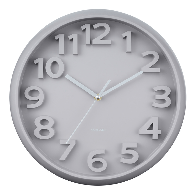 Wall Clock Elevated Classic Numbers Warm Grey - CLOCKS - Beattys of Loughrea