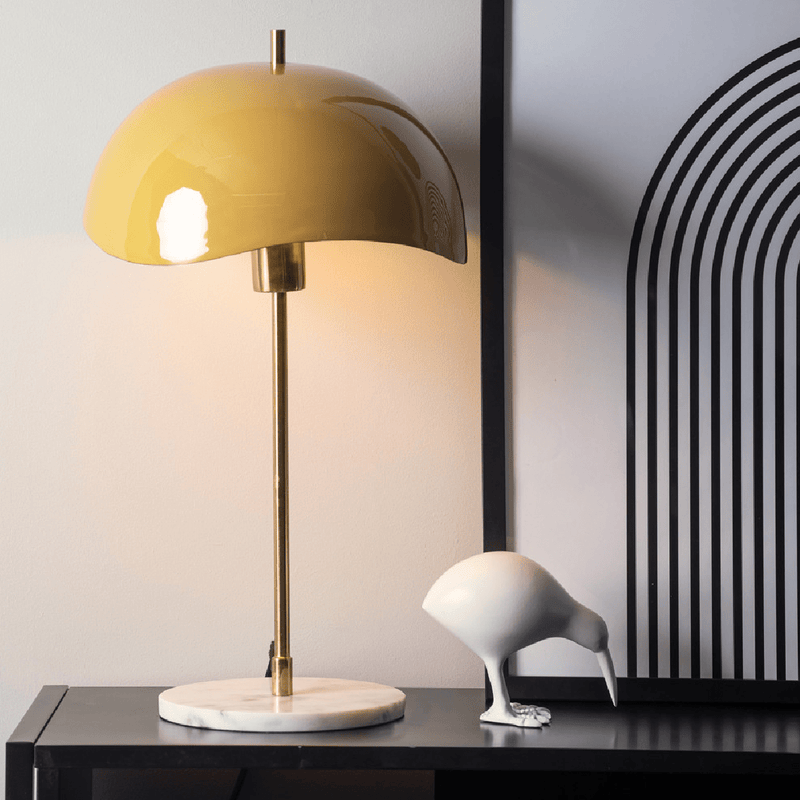 Table Lamp Waved Dome Honey Yellow - TABLE/BEDSIDE LAMPS - Beattys of Loughrea