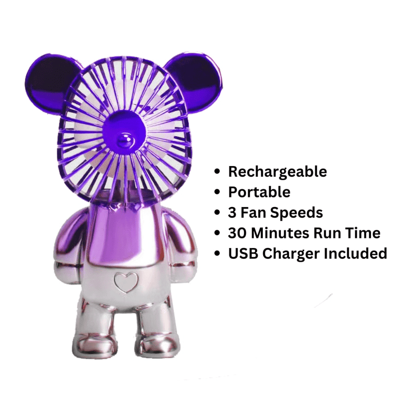 Two - Tone Purple Silver Bear Fan - FAN HEATERS - Beattys of Loughrea