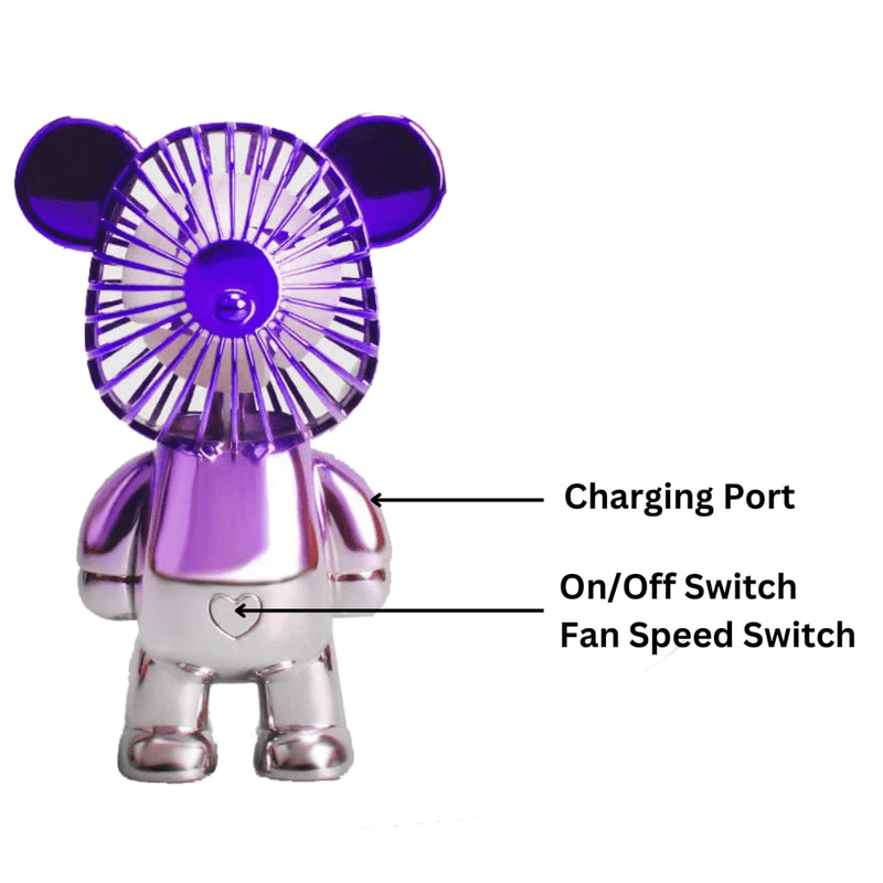 Two - Tone Purple Silver Bear Fan - FAN HEATERS - Beattys of Loughrea