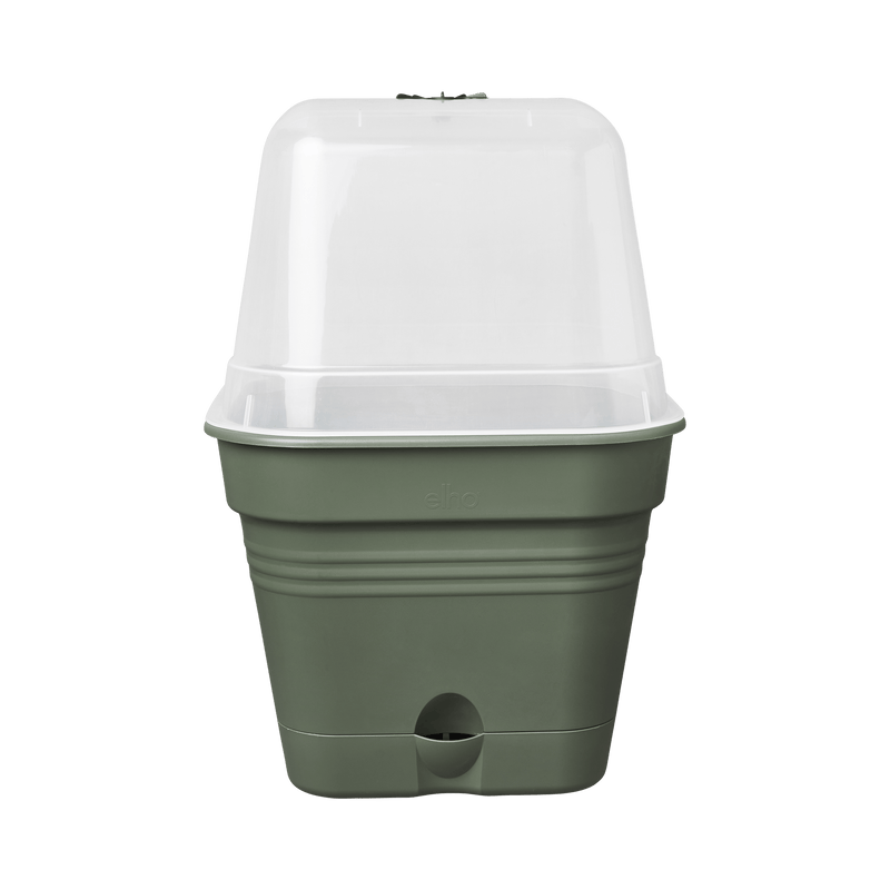 Elho Green Basics Growpot Square All - in - 1 20cm Leaf Green - PLANTER POT CLAY / CERAMIC - Beattys of Loughrea