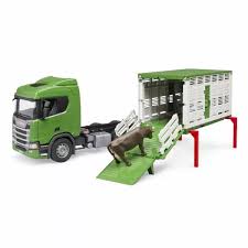 Bruder Scania Super 560R Cattle Transport Truck W/1 Cow(3549)