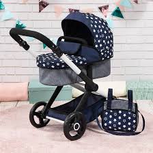 Combi Dolls Pram Xeo Navy With White Stars - DOLL ACCESSORIES/PRAMS - Beattys of Loughrea