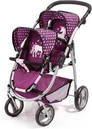 Twin Tandem Purple & Pink - DOLL ACCESSORIES/PRAMS - Beattys of Loughrea