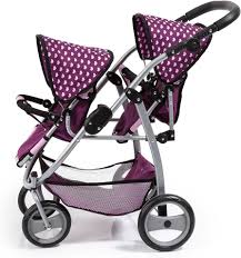 Twin Tandem Purple & Pink - DOLL ACCESSORIES/PRAMS - Beattys of Loughrea